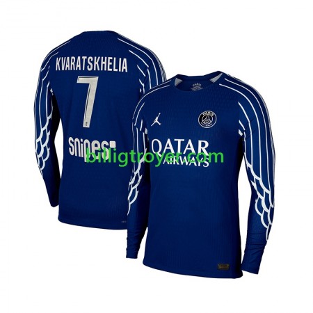 Billige Fotballdrakter Paris Saint-Germain Khvicha Kvaratskhelia 7 Fjerdedraktsett 2024/25 Langermet